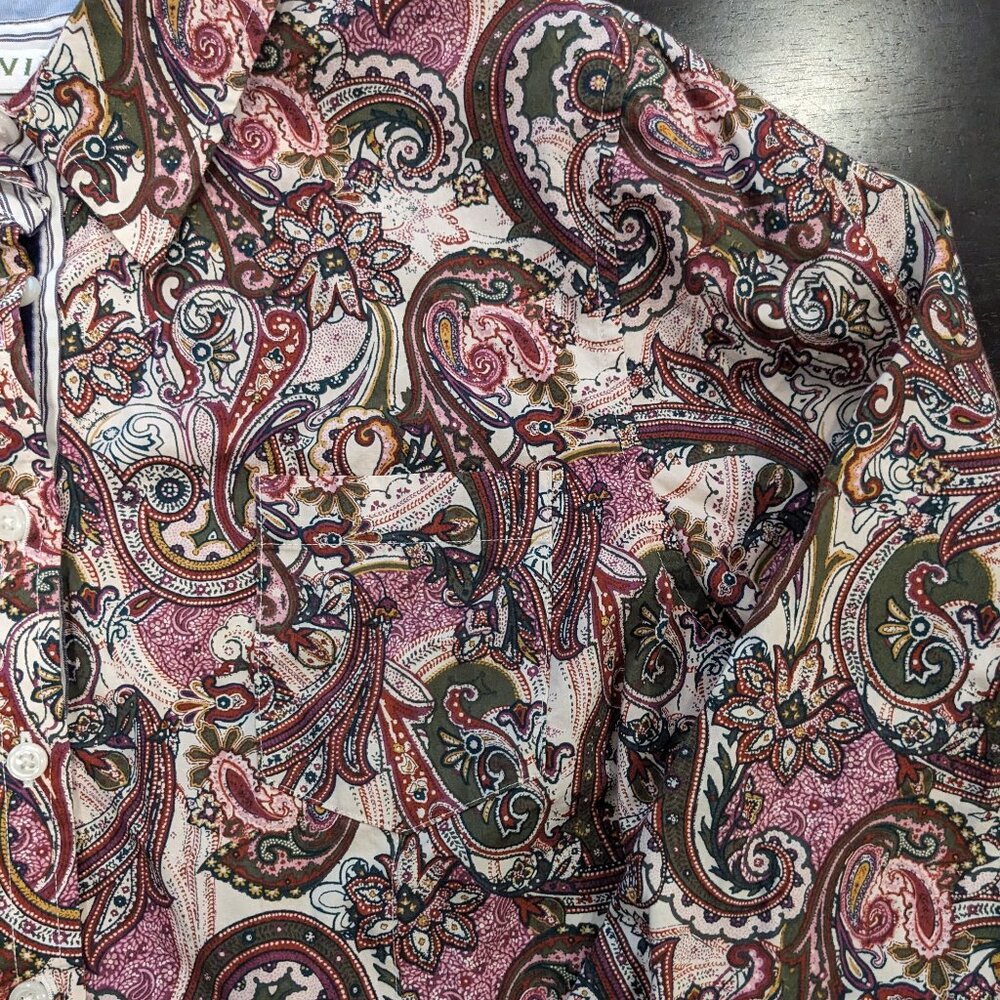 Orvis Dun 70's Pattered Button Up Size Medium - image 3